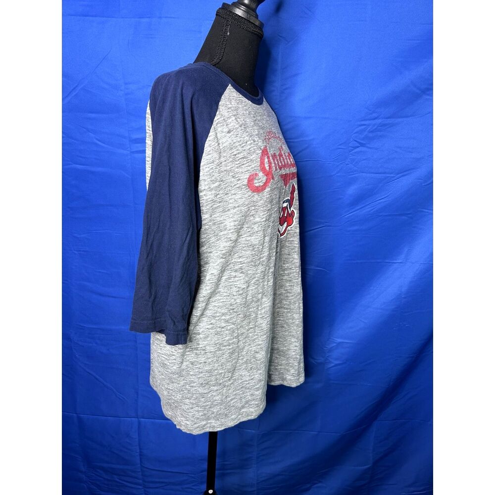 Vintage Womens Cleveland Indians MLB Raglan Baseball Tee Sz L Sporty Chief Wahoo - Picture 4 of 9